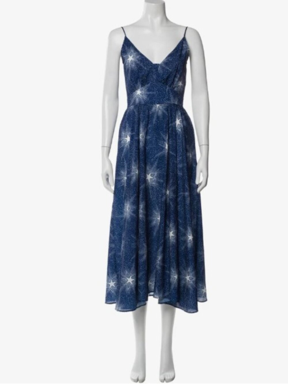 Paco Rabanne Blue Star Printed Midi Length Dress 42 6 8